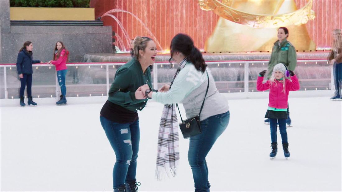 The girls go ice skating in Rockefeller The girls go ice skating in Rockefeller